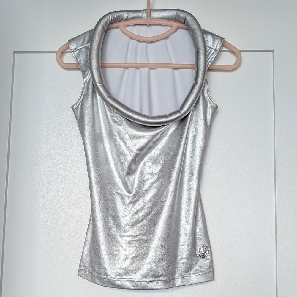 Cyberdog rare Silver PVC Orbit Tank Vest Top Size S cyberpunk cyber goth rave